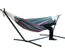 Lägermöbler Twoperson Hammock Camping Thicken Swinging Chair Outdoor Hanging Bed Canvas Rocking inte med Stand 200x150cm1726845