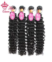 Cabelo queen Store Oficial Indiano Deep Wavecurly 1B Cor natural Virgem Human Human Weaves Hair Extensions Lot 4pcs Lot pode ser tingido 9581707