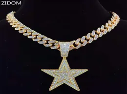 Erkek Hip Hop 13mm Miami Küba Zinciri ile Beş Noktalı Yıldız Kolye Kolye Bling Bling Hiphop Kolyeleri Erkek Moda Takı X09418528