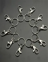 10pcslot klassischer Schlüsselkettenring Silber Metall Drehschaler Hummerverschluss Clips Key Hooks Schlüsselbund Split Ring DIY -Beutel Schmuck Wholeales8846082