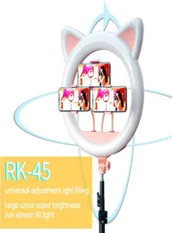 20 polegadas LED Selfie Ring Light Cat Ear Dimmable Nível 10 Iluminação de pografia para maquiagem Vídeo do YouTube Tattoo Phone Studio Light7292636