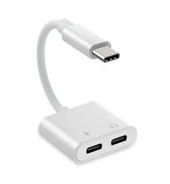 2 w 1 adapter USB C i rozdzielacz ładowarki 3A Szybkie ładowanie i DAC HiFi Music 1 Type C Mężczyzna do 2 Port żeński typ-C dla piksela Huawei2739762