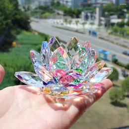 Dekorativa figurer Crystal Lotus Flower Crafts Table Ornaments Gift Glass Fengshui Miniatyres Paperweight Home Wedding Party Decor Gifts