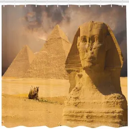 Duschvorhänge ägyptischer Druck von ho me lili curtain sphinx face pyramiden alte historische Denkmals Badezimmerdekoration mit Haken