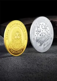 Ganzes Santa Claus ing Coin sammelbar Gold plattiert Souvenirmünze Nordpolkollektion Geschenk Frohe Weihnachten Gedenkcoin7371949