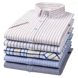 Camicie casual maschile camicia corta a maniche corte cotone giovane business medio-medio sciolto comodo blu bianco a strisce top-4xl