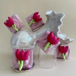 Ręcznik koralowy aksamitne Tulip Flower Hand Cute Szybkie suszenie łazienka hangable miękka kuchnia naczynia do akcesoriów domowych