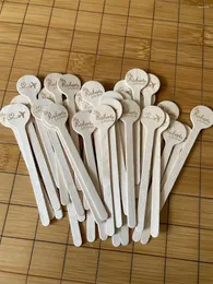 Party Decoration X50 Custom Drink Stirrers - Personalized Names Date Coffee Stirrer Beverage Bar Stick Stirs Heart Airplane Wedding