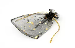 100 PCS Black Moon Star Organza Favor Armetring Bags 4sizes Wedding Jewelry Packaging Pouches Nice Gift Facs Factory1006188