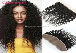 Efektowne głębokie fala kręcone włosy frontal Peruvian Indian Malezjan Hair Ear Ucha do ucha koronkowe przednie zamknięcie Brazylijska fala głębokiej 13x4 lac7486148