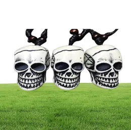 12 PCS Resin Gothic Skull Head Pendant Imitation Yak Bone Charm Black Wax Cotton Cord Necklace296a2007553