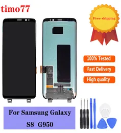 원래 100 개의 테스트 된 LCD 패널 디스플레이 Samsung Galaxy S8 G950 G950A G950F G950T G950V3647409 용 터치 스크린 디지타이저 교체 부품.