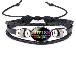 Bracelets de conscientização do autismo de novas crianças para crianças autismo garoto menina charme de couro embrulhada pulseira bangle de moda jóias inspirador3673411