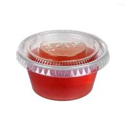 Einwegbecher -Strohhalm Plastik -Portion Souffle 2 Unzen Count -Paket von 100 mit Deckel