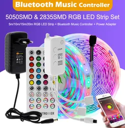 10 m 15 m 20m RGB Changable LED Strip Light DC12V 2835 5050 LED Light Tape Bluetooth Music Controller Power Aadapter1335776