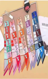 ツイリーシルクスカーフトップ韓国女性ヘッドスカーフ夏冷却スカーフ印刷ネクタイバッグハンドルスカーフガールズシルクヘアバンドショールY11081537210
