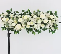 100cm DIY Wedding Flower Wall Arrangement Peonies Rose Rose Artificial Flower Row Decoração de Ferro de Ferro de Casamento Arco de Centro1366697