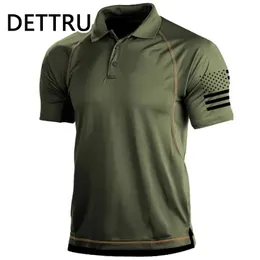 Dettru mens t-shirts sommar utomhusaktiviteter taktisk sportpolo krage botten tröjor 240412