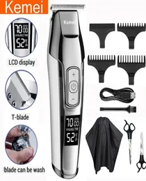 kemei profession hair clipper beard trimmer for men electric men039s shaver LCD 0mm Hair cutting machine chargeable Razor 220227814584216