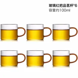 Teaware set tjockt värmebeständigt glaset cup set 6 eller 4