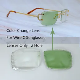 Farbwechsellinsen kleine Diamant -Schnittlinsen Photochrom 2 Farbe und 4 -Jahres -Austauschobjektiv für Carter Draht C 828 Brille 2 Lochlinsen nur