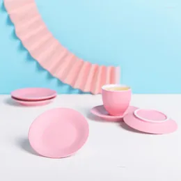 TEA TRAYS Pink Ceramic Isolation Mat Girls Kung-Fu Set Saucer Ceremony Accessories Anti-Scald Cup Holder