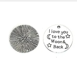 100pcs Antique Silver I Love You to the Moon and Back Charms pendenti 25mm9955468