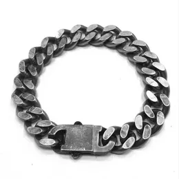 Heavy Metal Wide Curb Chain Man Armband Män i rostfritt stål Massiva manliga smycken Mensarmband armband på handtag 240412