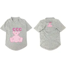 Designer Short Sleeves Summer Breathable Bear Print Pink White Grey Pattern Cat Fa Dou Cute Schnauzer Pet Dog Cat Clothing T-shirt