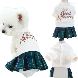 犬のアパレル甘いシャツドレス春の秋の女の子のペット服小さな犬チワワヨークシャー子犬子犬柄スカートxs