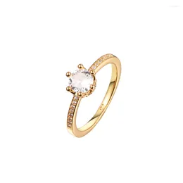 Anelli a cluster CKK Clear Clear Sparkling Crown Solitaire Ring 925 Sterling Argento Gioielli originali per donne regalo