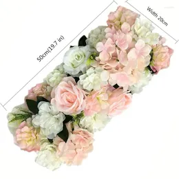 Flores decorativas 20x50cm Seda Rose Flower Row Peony Artificial for Wedding Arch Floral Home Event Decor El Mall Background Wall Wall