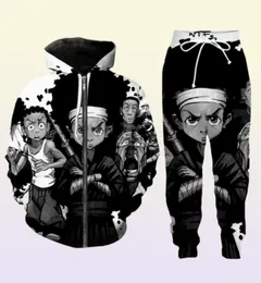 Släpp nya Menwomens Boondocks Funny 3D Print Fashion Tracksuits Pants Zipper Hoodie Casual Sportswear L0155863774