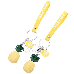 Decorative Figurines Emulational Fruit Pineapple Keychain Pendant Three-Dimensional Soft Glue Handbag Car Key Chain Gift