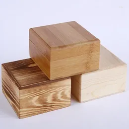 Wrap regalo 20pcs/Lotto scatola di stoccaggio in legno quadrate in legno in legno Scatole di bambù 12.5cmx12.5cmx6.5cm