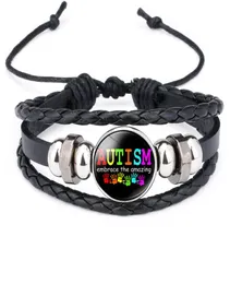 Bracelets de conscientização do autismo de novas crianças para crianças autismo garoto menina charme de couro embrulhado pulseira bangle de moda jóias inspiradoras4882433