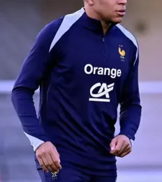 2024 2025 프랑스 트랙 슈트 축구 저지 벤제마 Mbappe Equipe De Full Sets Kids Men Paris Football Training Suit Half Pull Long Sleeve Chandal Futbol