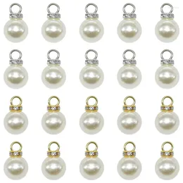 Charms 20st 8-14mm White Imitation Pearl Faux Beads Pendants With Rhinestone for DIY örhängen Halsbandsmycken