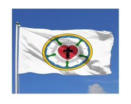 Heart Lutheran Rose Flags Outdoor 3x5ft Digitaldruck doppelseitiger 100D Polyester mit 2 Messing -Grommets9882822