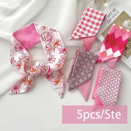 Sciarpe 2-6pcs/serie set di set di seta Satin SCARF Donne in tessuto Accessori per capelli Accessori per copricapo Lady Ribbon Letine per manico della borsa