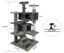 52 quot Cat Tree Tower Tower Pet Kitty Meble z drapiącymi słupkami Dders6431325415455