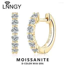 후프 이어링 lnngy 2.5mm moissanite 귀걸이 925 여자 여자 여자를위한 스털링 실버 Korean insewelry Pendientes Oorbellen