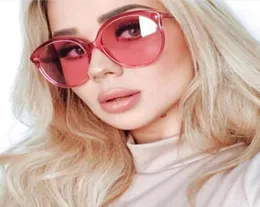 Óculos de sol Grandes mulheres de grandes dimensões Round Women Brand Designer Candy Color Lens