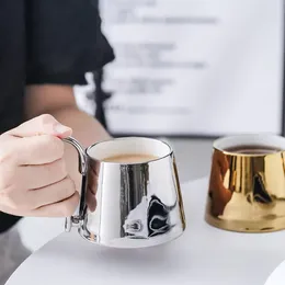 Tassen INS Elektropliertes luxuriöser nordischer Kaffeetasse Keramik Home Office Nachmittag Tee kreative Goldene Tasse Wassertasse Geschenk