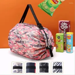 Storage Bags Reusable Foldable Shopping Bag Outdoor Waterproof Tear Proof Nylon Cloth Travel Beach Sundry Supermarket Portable