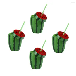 Disposable Cups Straws Coffee Cup Party Favors Plastic Sippy Drinking Disposableation Watermelon