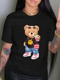 Cool Little Bear Print T-shirt, krótki rękaw