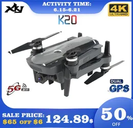 XKJ New Drone K20 Brushless Motor 5G GPS With 4K HD Dual Camera Professional Foldable Quadcopter 1800M RC Distance Toy6463133