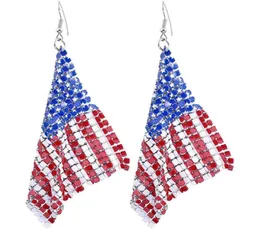 여성을위한 미국 국기 귀걸이 IC 독립 기념일 7 월 4 일 드롭 다일 링크 귀걸이 패션 보석 Q07097844169