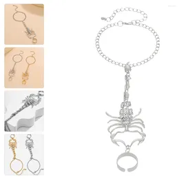 Braccialetti fascino punk scorpion anello dito anello bracciale rotana della catena della catena slave regolabile palmo gotico